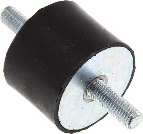 Gummi-Metall-Puffer beidseitig mit Gewindestift M 8 x 23, D= 40 - H= 30 mm