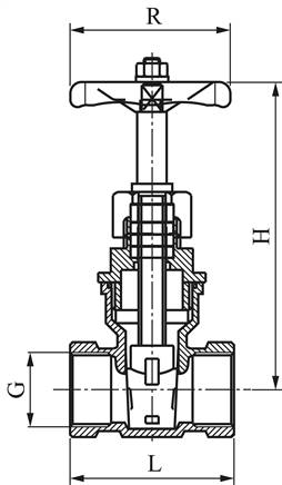 Muffen-Absperrschieber, Messing, G 1/2", PN 20