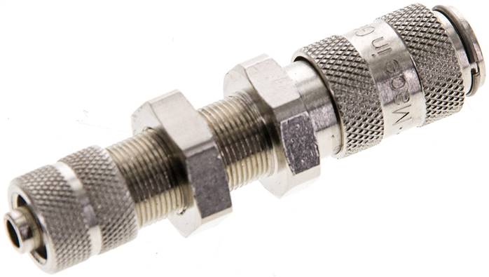Schott-Schnellkupplung (NW2,7) 6x4mm Schlauch, Messing vernickelt