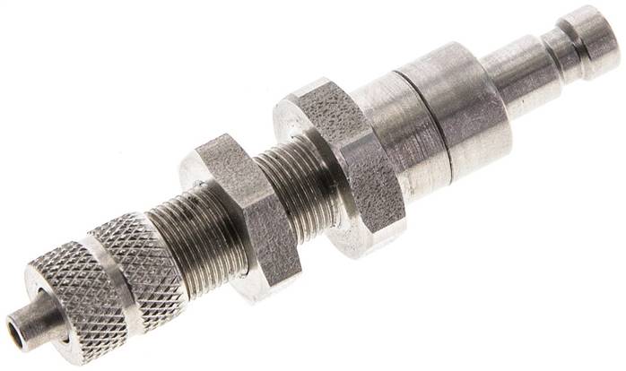Schott-Kupplungsstecker (NW2,7) 4,3x3mm Schlauch, Edelstahl, beidseitig absperrend