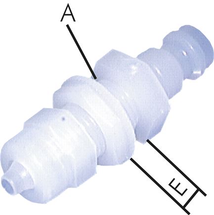 Schott-Kupplungsstecker (NW5) 6x4mm Schlauch, PVDF, beidseitig absperrend