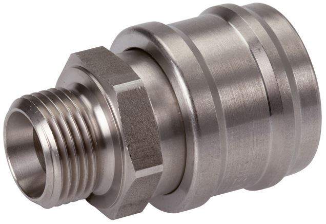 Schnellkupplung (NW7,2) G 1/2"(AG), Edelstahl, für Stecker beidseitig absperrend