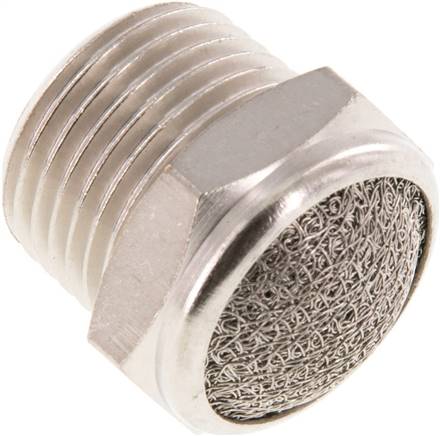 Schalldämpfer NPT 1/2", Drahtgewebe, Messing vernickelt
