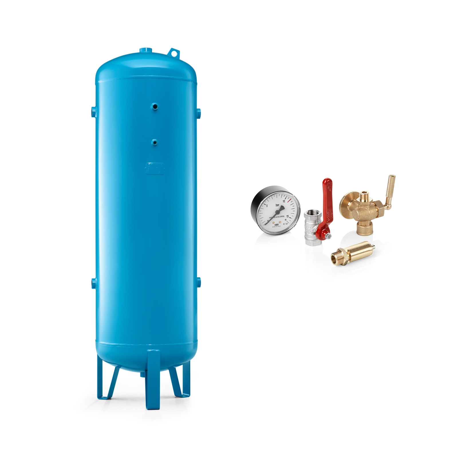 Druckluftbehälter 500 lt, 16 bar, Stahl lackiert, CE, mit Armaturensatz