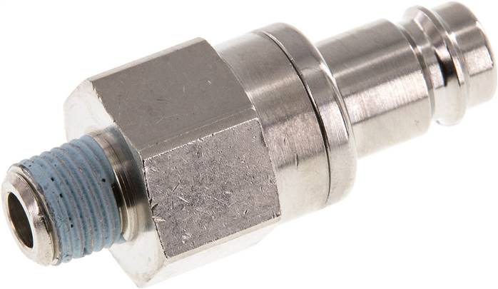 Kupplungsstecker (NW10) R 1/4"(AG), Messing vernickelt, beidseitig absperrend