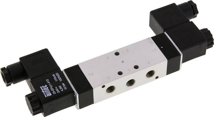 5/3-Wege Magnetventil, G 1/8", Mittelstellung geschlossen, 230 V AC, NW 6, 3-8bar