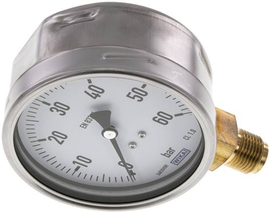 Manometer senkrecht (CrNi/Ms), 100mm, 0 - 60 bar