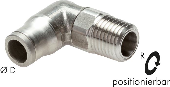 Winkel-Steckanschluss NPT 3/8"-12mm, IQS-Edelstahl