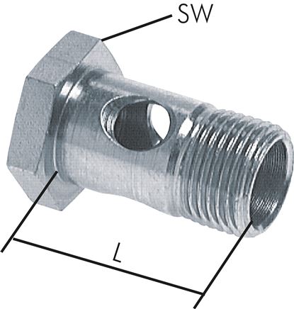 Hohlschraube 1-fach, M 26 x 1,5, Stahl verzinkt