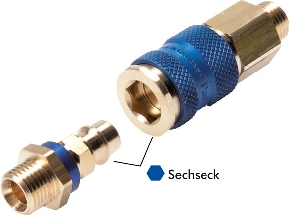 Schnellkupplung (NW7,2) G 1/4"(IG), blau, Sechseck SW12
