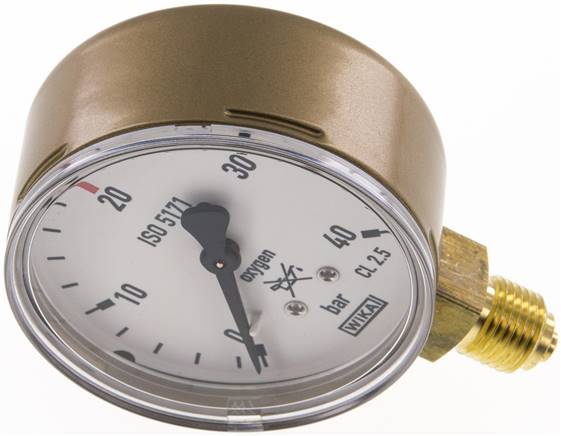 Schweißtechnik-Manometer 63mm, 0 - 40 bar, Sauerstoff (O2)
