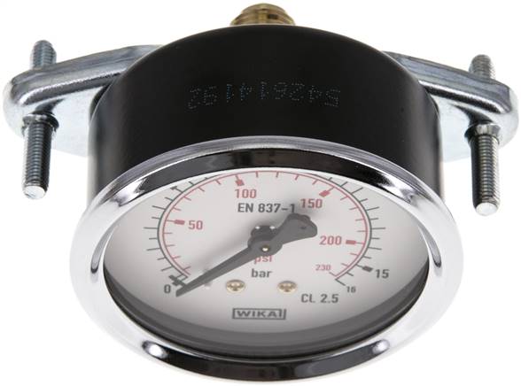 Einbaumanometer, 3-kant-Frontring, 63mm, 0 - 16 bar