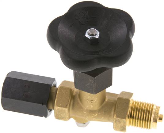 Manometer-Absperrventil G 1/2" Spannmuffe - Zapfen,Messing, ohne Prüfanschluss