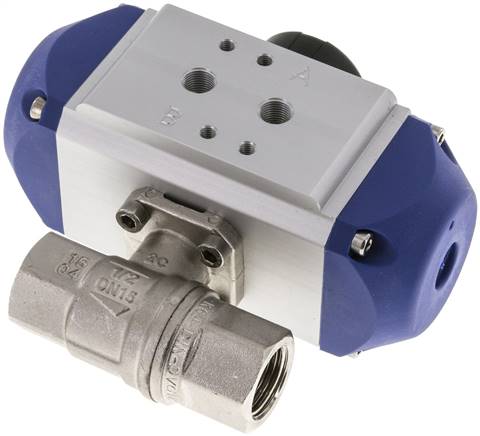 Pneumat. Messing-Kugelhahn, G 1/2", Feder-öffnend