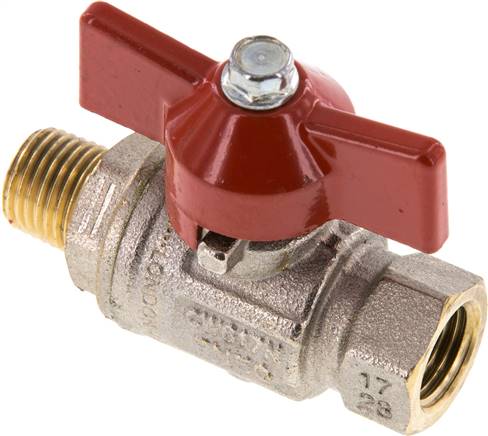 Messing-Kugelhahn, R 1/4" / Rp 1/4", -0,9 bis 50bar, Knebelgriff