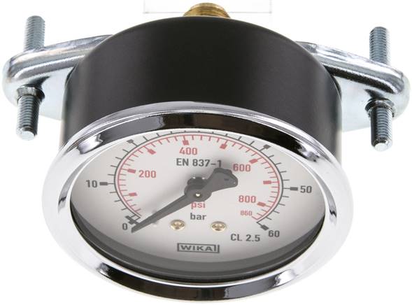 Einbaumanometer, 3-kant-Frontring, 63mm, 0 - 60 bar