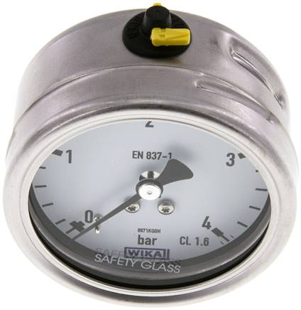 Chemie-Manometer waagerecht, 63mm, 0 - 4 bar
