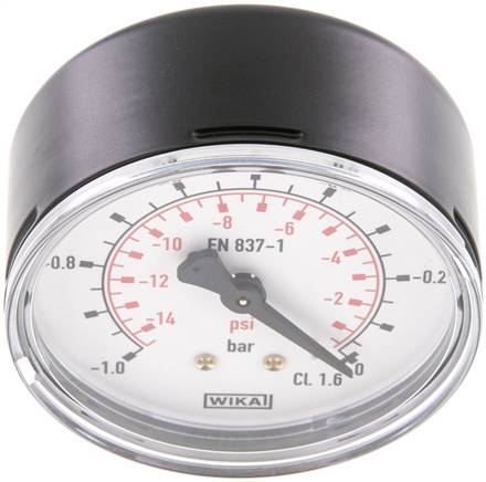 Vakuummmeter, 63mm, waagerecht, -1 bis 0