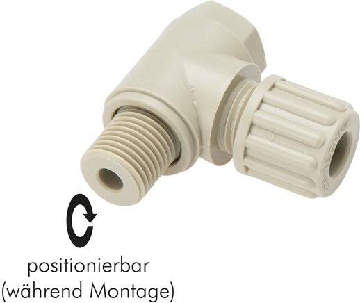 Winkel-Verschraubung G 1/2"-8x6mm, PVDF, Hohlschraube