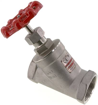 Schrägsitz-Absperrventil, G 1-1/2", PN 40, Edelstahl