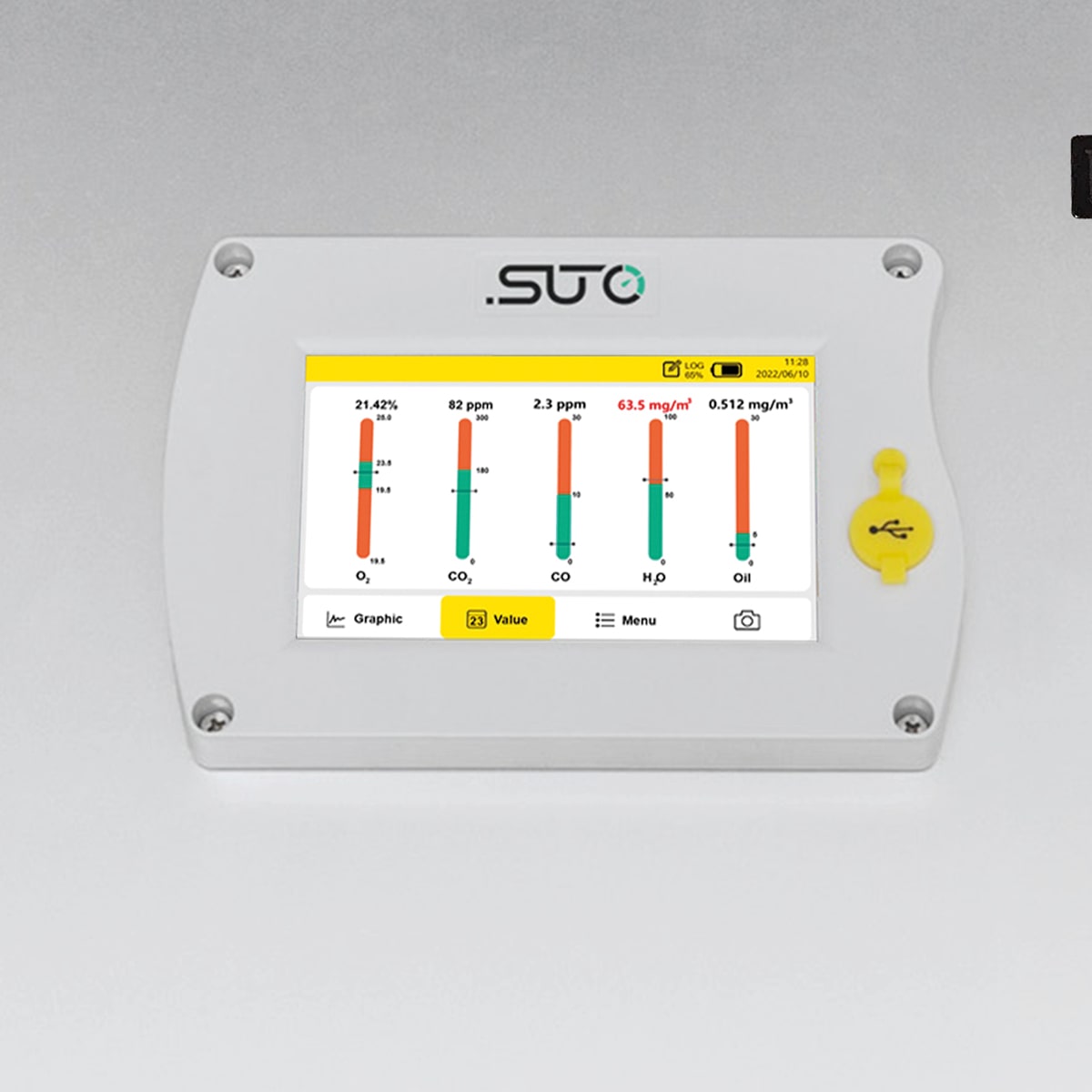 S605-I Atemluftqualitäts-Analysator, tragbar, mit Öldampfsensor, PDF-Report
