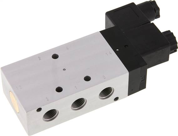 5/2-Wege Magnetventil, G 1/4", Feder, 24 V=, NW 9