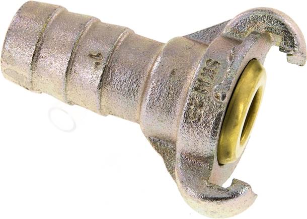 Kompressorkupplung 25 (1") mm Schlauch, Stahl verzinkt, Dichtung Messing