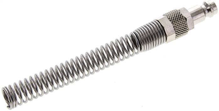 Kupplungsstecker (NW5) 8x6mm Schlauch m. Knickschutz, Messing vernickelt