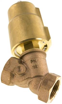 Schrägsitzventil Messing, G 1", geschlossen, gegen Mediumstrom schließend