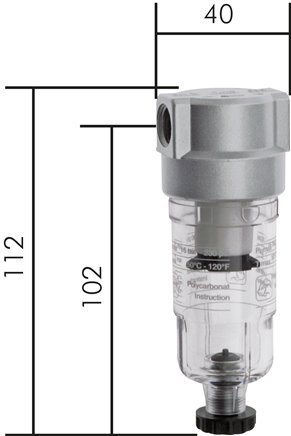 Mini-Filter G 1/8", Metallbehälter ohne Sichtrohr