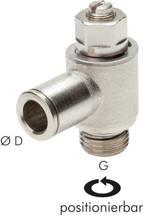 Winkel-Drosselrückschlagventil G 1/4"-10mm,zuluftregelnd, Messing