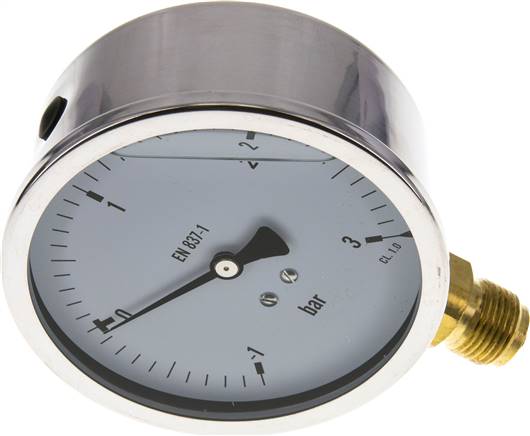 Glycerin-Manometer senkrecht (CrNi/Ms),100mm, -1 bis 3 bar -Eco-Line