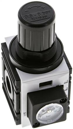 FUTURA Druckregler, G 1/4", 0,5 - 8bar, Baureihe 0, mit durchgehender Druckversorgung, Kompaktmanometer