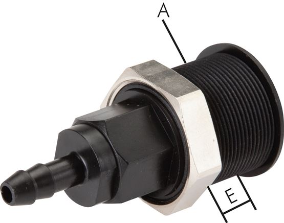 Abreiß-Schnellkupplung (NW5) 6 (1/4")mm Schlauch, POM
