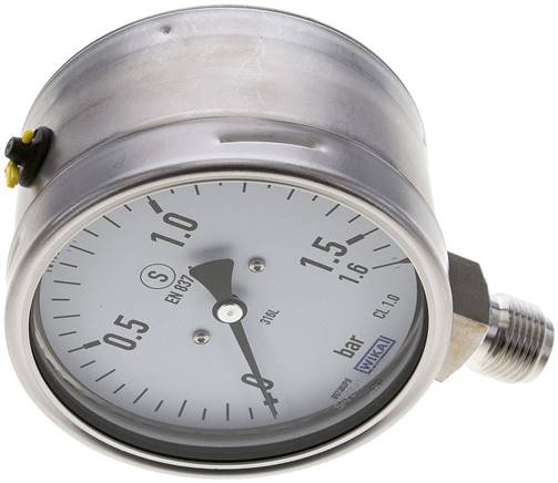 Sicherheits-Manometer senkrecht, 100mm, 0 - 1,6 bar