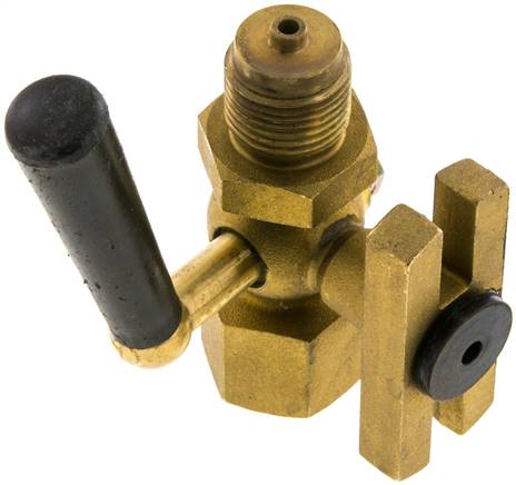 Manometer-Absperrhahn G 1/2" Muffe - Zapfen, Messing, Prüfanschluss 	60 x 25 x 10