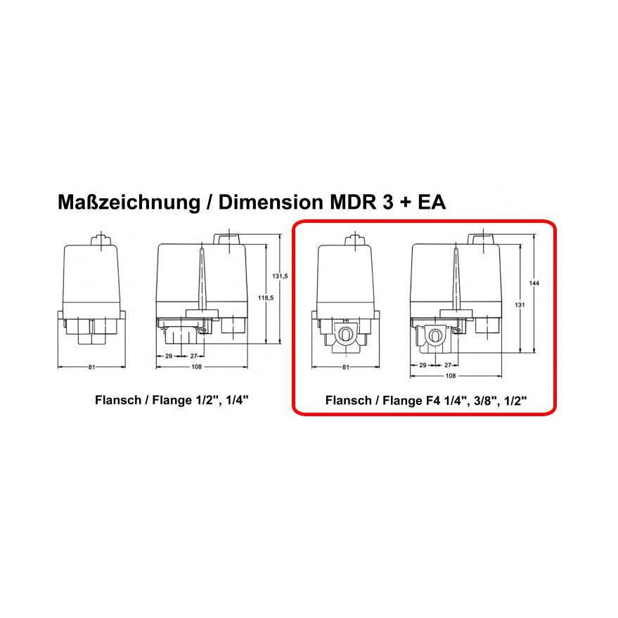 Condor Druckschalter MDR 3/11-EA 4-11 bar G 1/2"Alu F4 212294