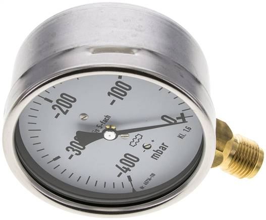 Manometer senkrecht 100mm, -400 bis 0 mbar, G 1/2"