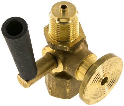 Manometer-Absperrhahn G 1/2" Muffe - Zapfen, Messing, Prüfanschluss rund