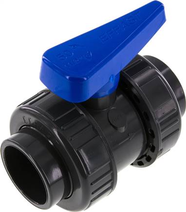 Klebemuffen-Kugelhahn, PVC-U / EPDM, 50mm (Wasserausf.)