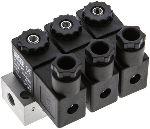 3/2-Wege Magnetventil, G 1/8", geschlossen (NC), 3-fach