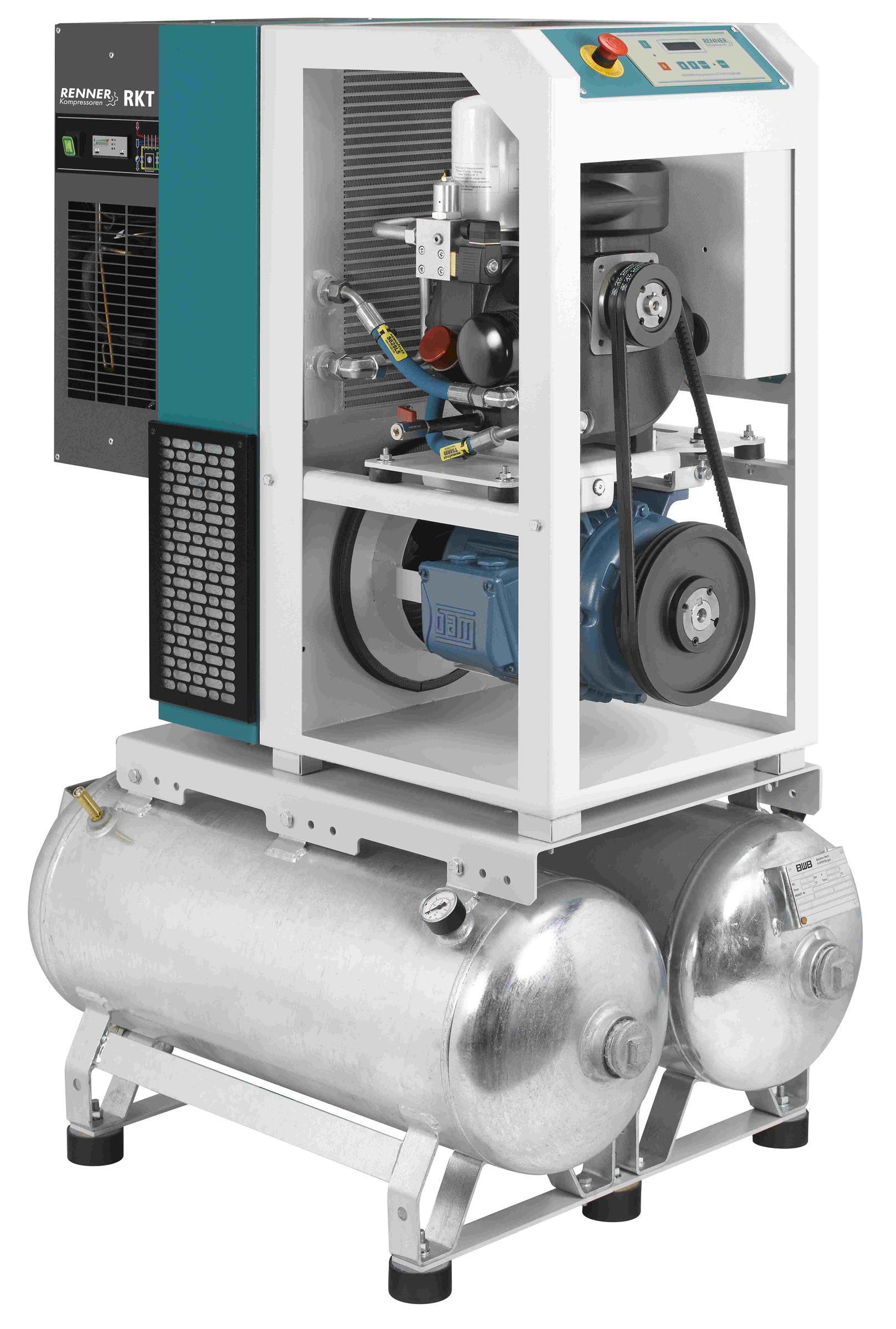 RENNER-Kompressor RSDKF-PRO 5,5 2x90L Behälter inkl. Kältetrockner - frequenzgeregelte Schraube