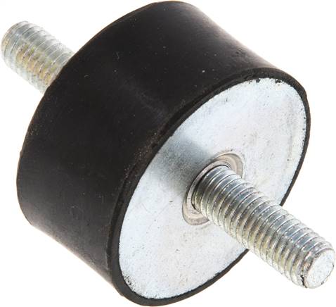 Gummi-Metall-Puffer beidseitig mit Gewindestift M 8 x 23, D= 40 - H= 20 mm