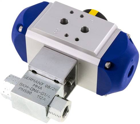 Pneumat. Hochdruck-Kugelhahn, Stahl, Feder-schließend, G 1/4"