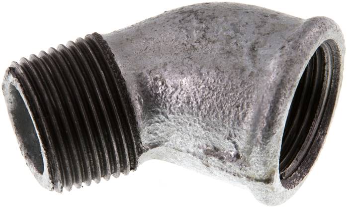 45°-Einschraubwinkel Rp 3/4"(IG)-R 3/4"(AG), Temperguss verzinkt