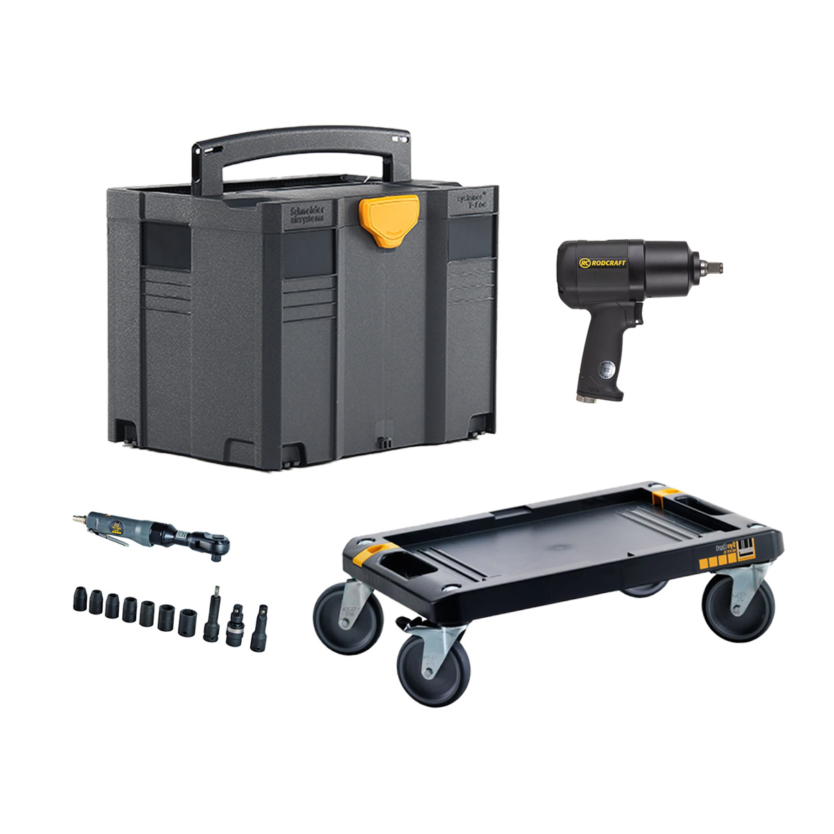 AKTION Reifenwechsel-Systainer-Set inkl. Systainer SYS 4 TL, Rollbrett, Rodcraft Schlagschrauber und Schneider Ratschenschrauber