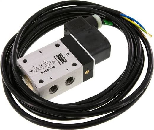 3/2-Wege Magnetventil, G 1/4", Luftfederrückstellung (NC), 24 V= (ATEX), mit 3m Kabel