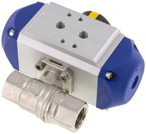 Pneumat. Messing-Kugelhahn, G 1/2", Feder-schließend