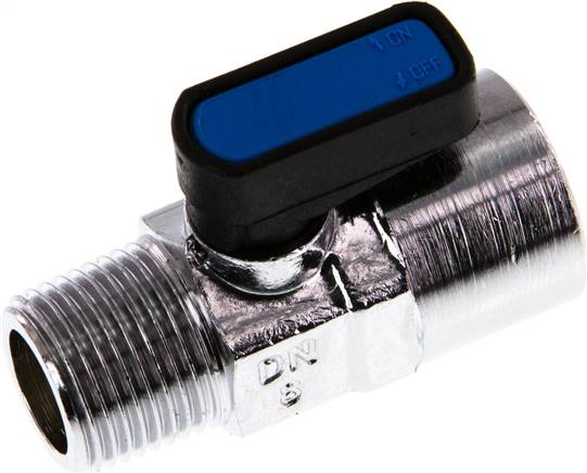 Messing-Minikugelhahn Rp 3/8"-R 3/8" (AG), PN 20