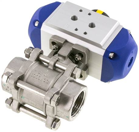 Pneumat. Edelstahl-Kugelhahn, G 1", doppeltwirkend, FKM-Dichtung